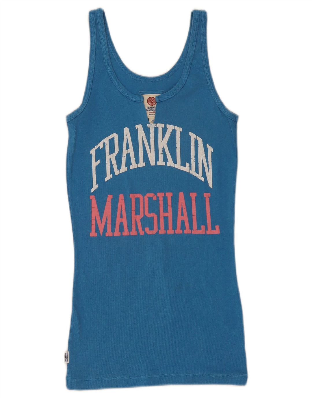 Franklin & Marshall Camiseta sin mangas gráfica para mujer UK 12 Algodón azul medio