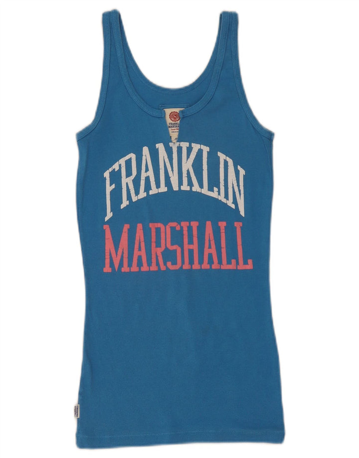 Franklin & Marshall Camiseta sin mangas gráfica para mujer UK 12 Algodón azul medio