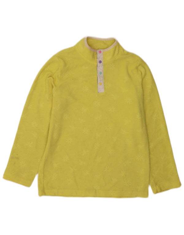 Mountain Warehouse Jersey de forro polar con cuello abotonado para niños de 12 a 13 años, color amarillo floral