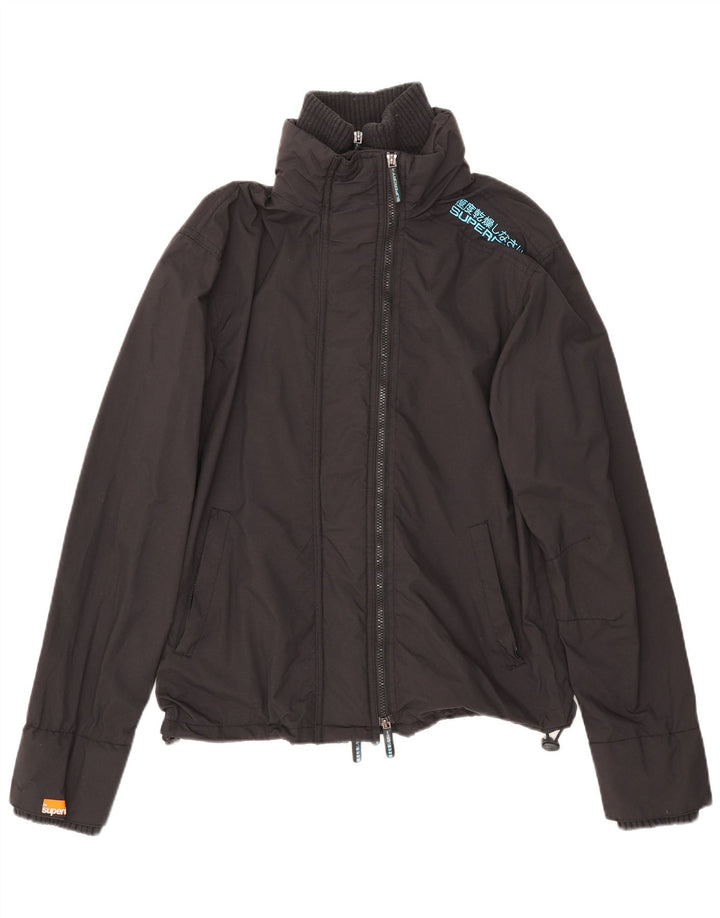 Superdry Chaqueta impermeable para hombre UK 40 Large Nylon negro