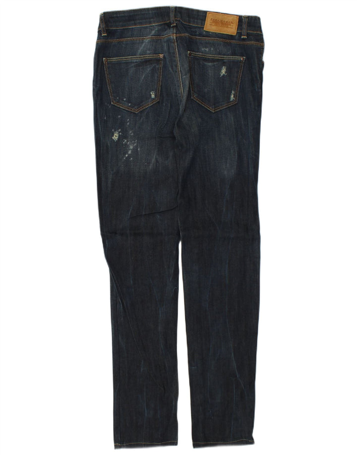 Zara Jeans Slim Desgastados para Mujer EU 40 Medium W30 L31 Algodón Azul Marino
