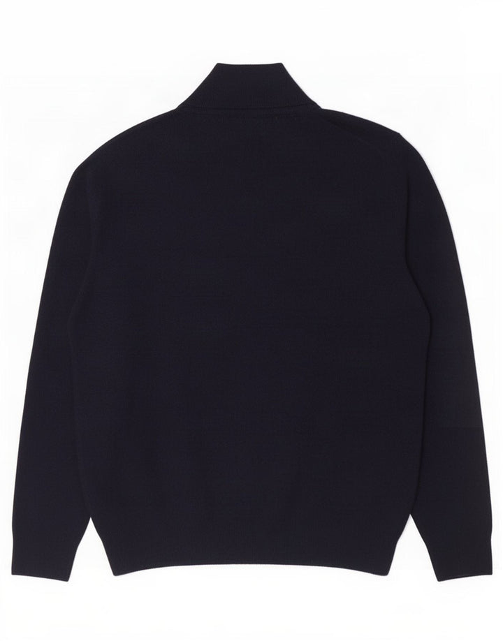 Gant Jersey con cuello y cremallera para hombre, suéter grande de lana azul marino