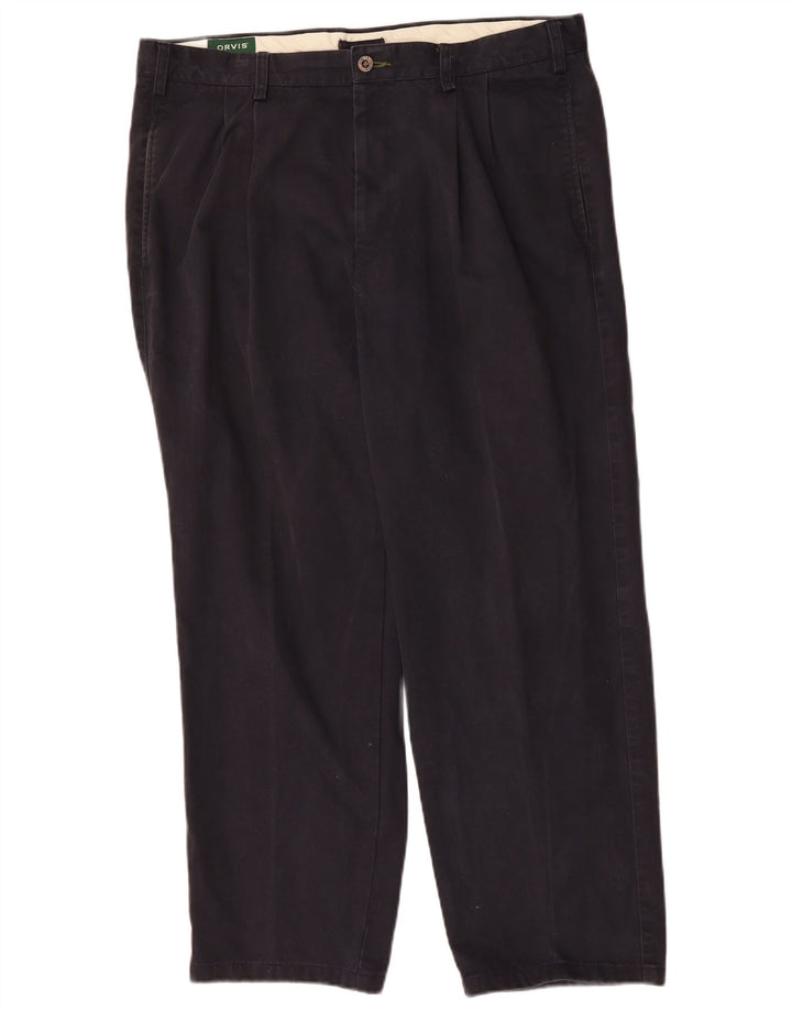 ORVIS Pantalón chino con pinzas para hombre W38 L29 Algodón azul marino