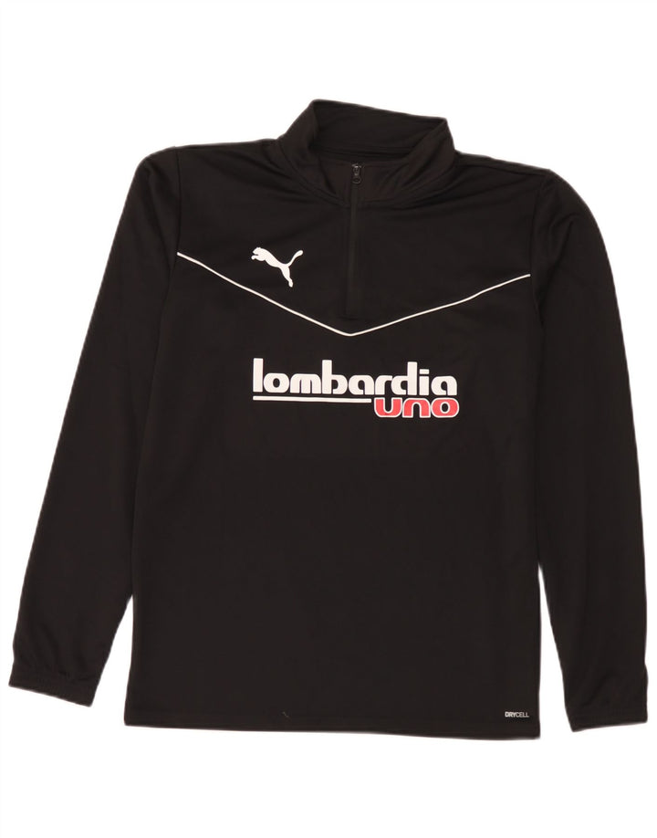 Puma Lombardia Uno Graphic Zip Neck Jersey Chándal Top Pequeño Negro para Hombre