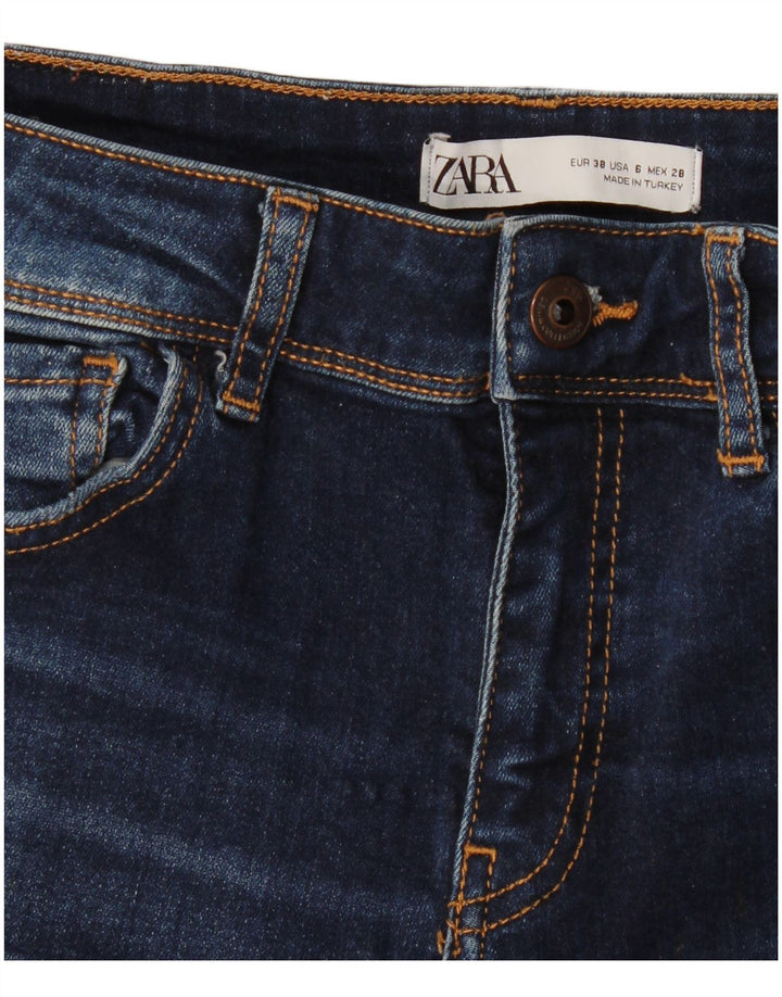 Zara Jeans Cortos Desgastados para Mujer EU 38 Small W28 L26 Azul Marino