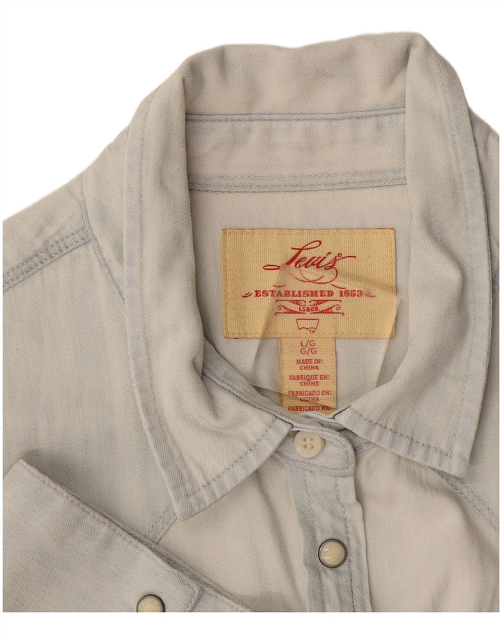 Levi's Camisa vaquera de manga corta para mujer UK 46 Large Azul