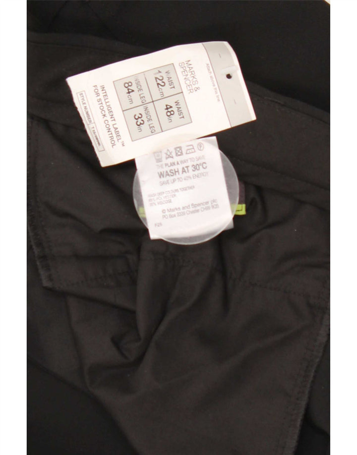Marks & Spencer Pantalón de traje recto para hombre W48 L33 Poliéster negro