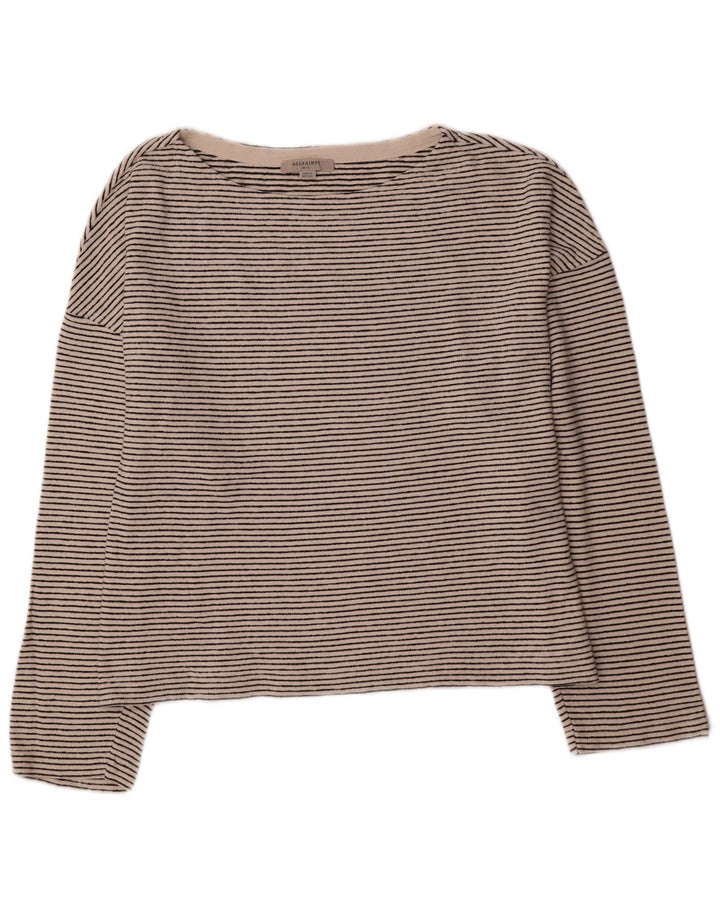 All Saints Top corto para mujer de manga larga UK 44 Mediano Off White Rayas
