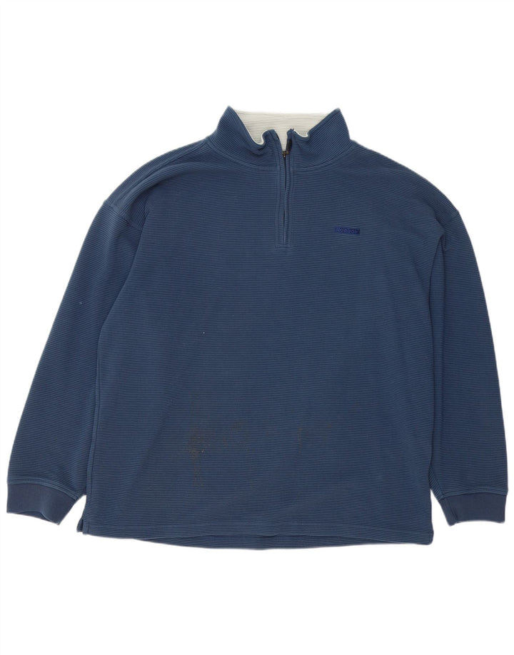 Reebok - Sudadera holgada con cuello y cremallera para hombre, talla grande, poliéster azul