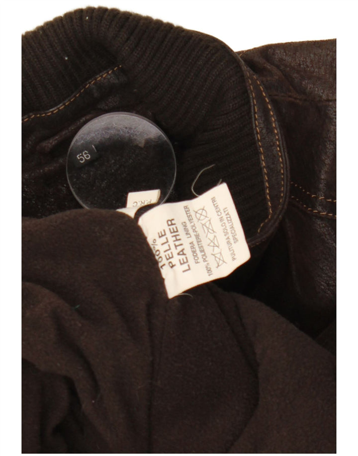 VINTAGE Chaqueta de cuero para hombre IT 56 3XL Cuero marrón