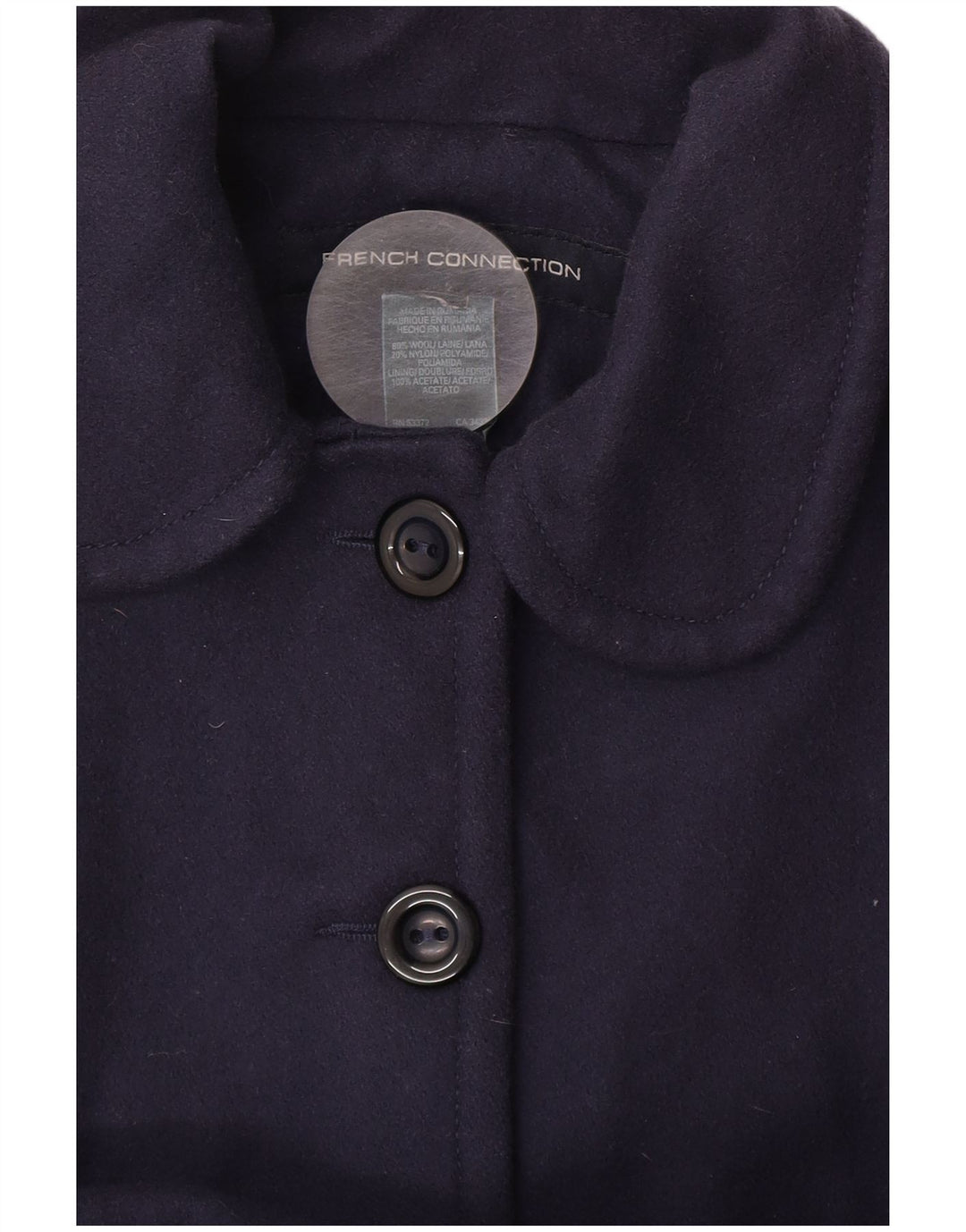 FRENCH CONNECTION Abrigo de princesa para mujer UK 10 Small Lana azul marino