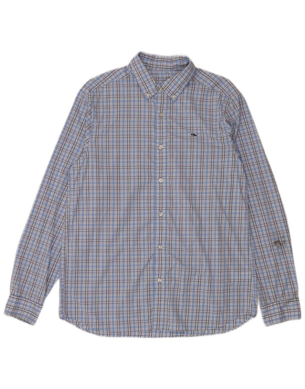 Vineyard Vines Camisa de corte clásico para hombre Nylon a cuadros azul medio