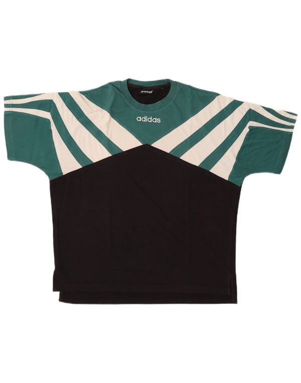 Adidas Camiseta gráfica para hombre Top UK 42/44 Grande Verde Colorblock Poliéster
