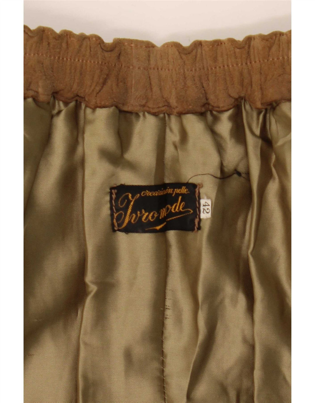 Falda envolvente de ante vintage para mujer IT 42 Medio W27 Cuero beige