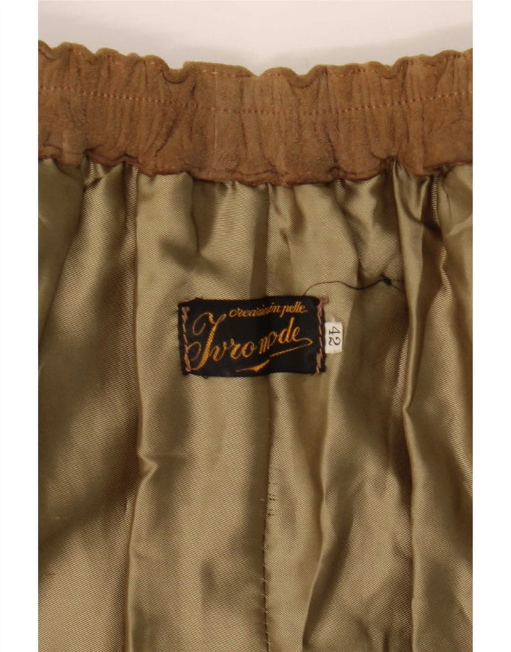 Falda envolvente de ante vintage para mujer IT 42 Medio W27 Cuero beige