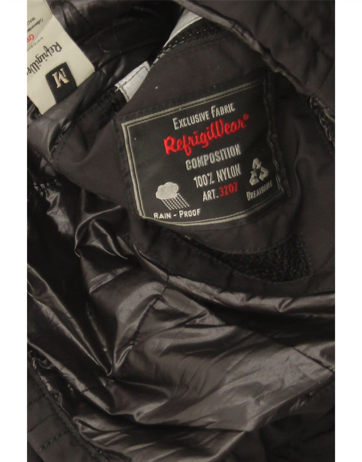 REFRIGIWEAR Womens Hooded Windbreaker Coat UK 12 Medium Black Nylon Vintage Refrigiwear and Second-Hand Refrigiwear from Messina Hembry 