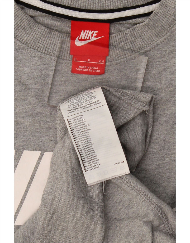 NIKE Womens Graphic Sweatshirt Jumper UK 10 Small Grey Cotton