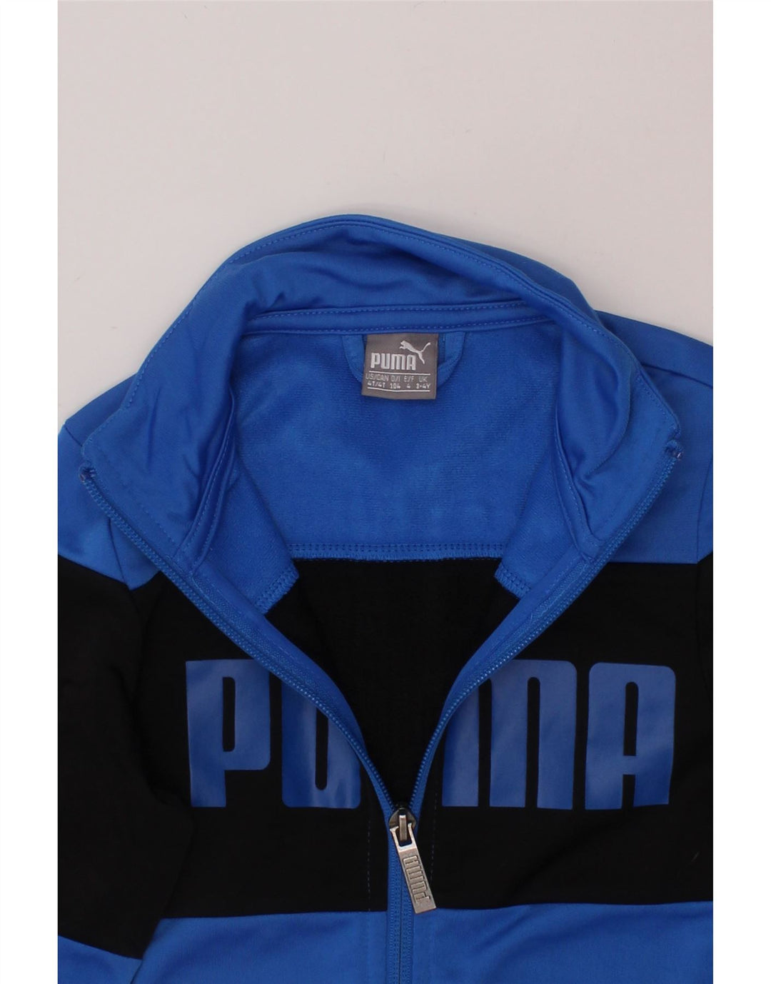 PUMA Boys Graphic Tracksuit Top Jacket 3-4 Years Blue Colourblock Vintage Puma and Second-Hand Puma from Messina Hembry 