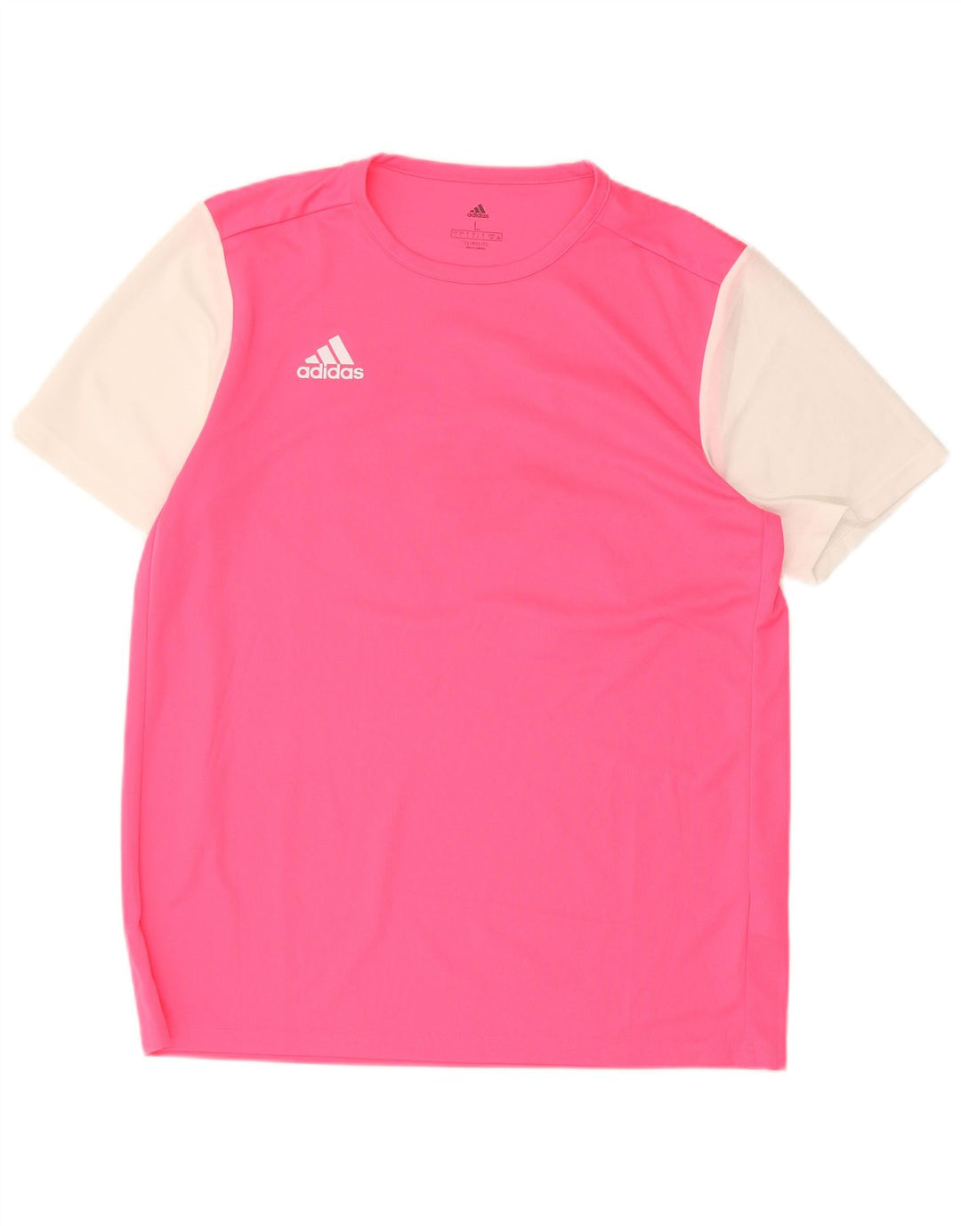ADIDAS Camiseta gráfica Climalite para hombre Top grande rosa color block poliéster
