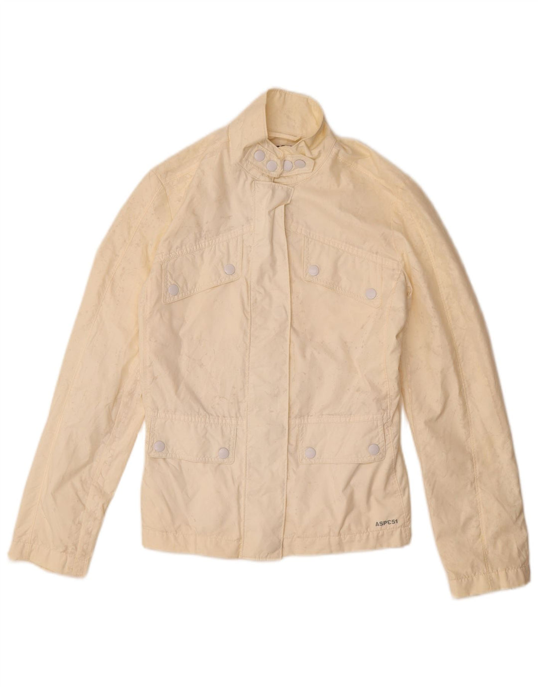 Vintage mujer chaqueta utilitaria Reino Unido 6 XS Beige Nylon