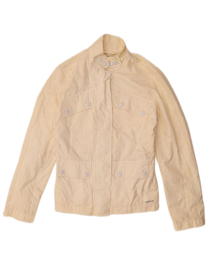 Vintage mujer chaqueta utilitaria Reino Unido 6 XS Beige Nylon