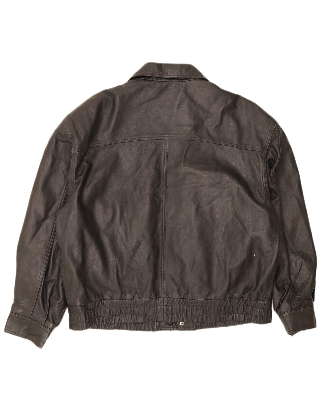 Chaqueta de cuero vintage para hombre IT 50 cuero negro grande