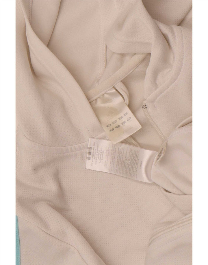 Adidas Sudadera con capucha y cremallera para mujer Reino Unido 12 Mediano Blanco Poliéster