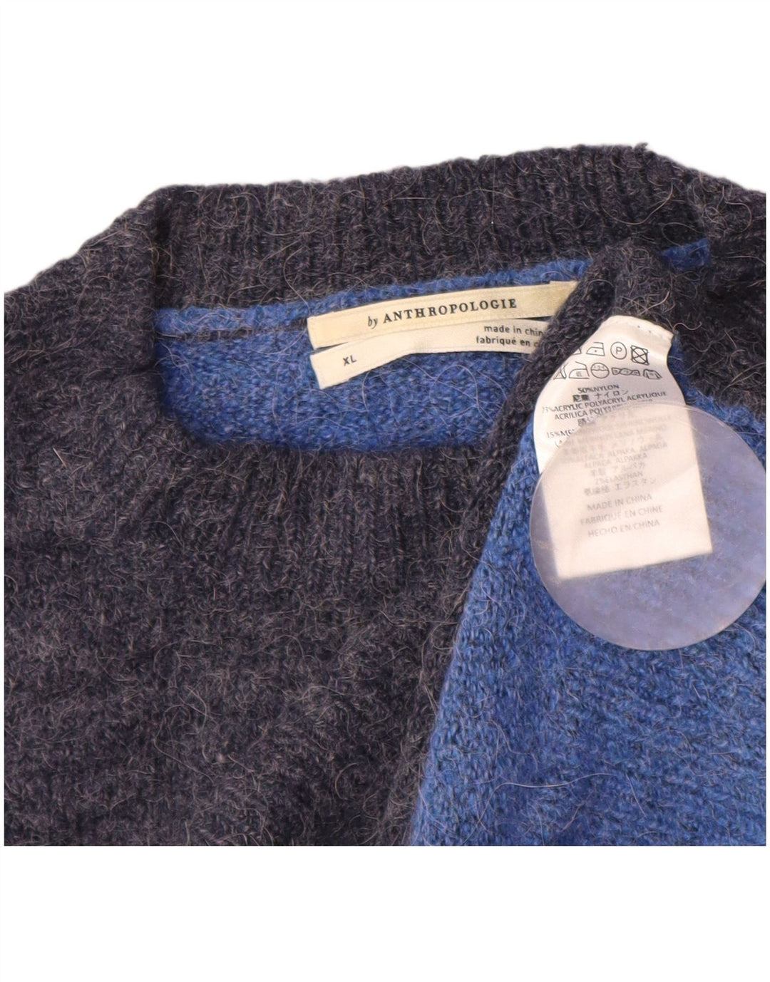 ANTHROPOLOGIE Jersey de cuello redondo para mujer UK 40 XL Azul marino