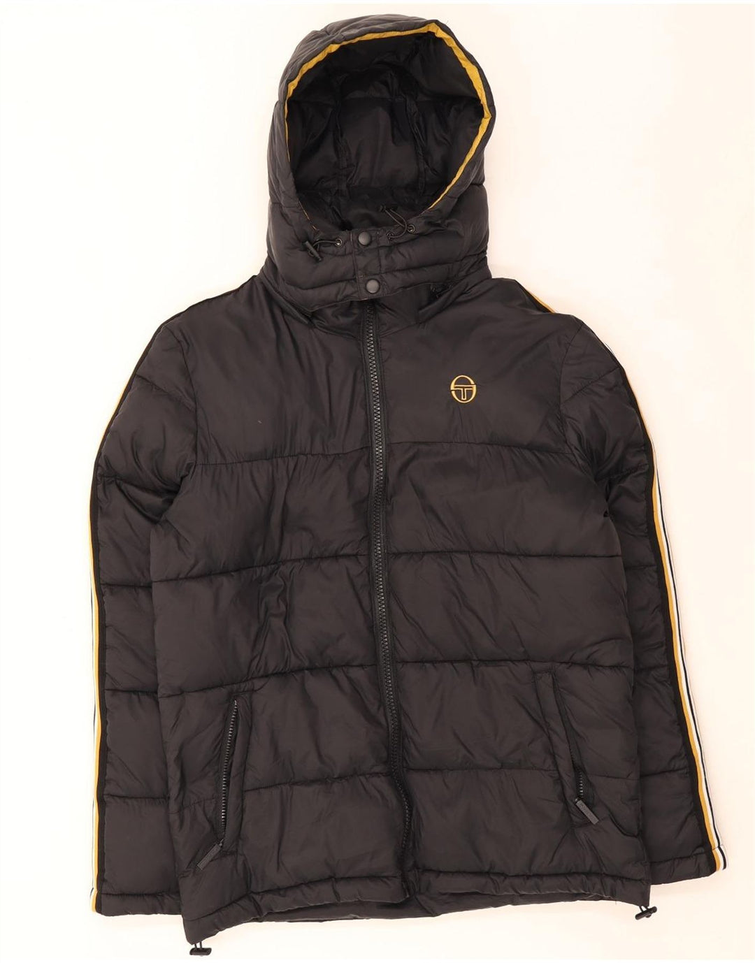 Sergio Tacchini Chaqueta acolchada con capucha para hombre UK 40 Large Nylon negro