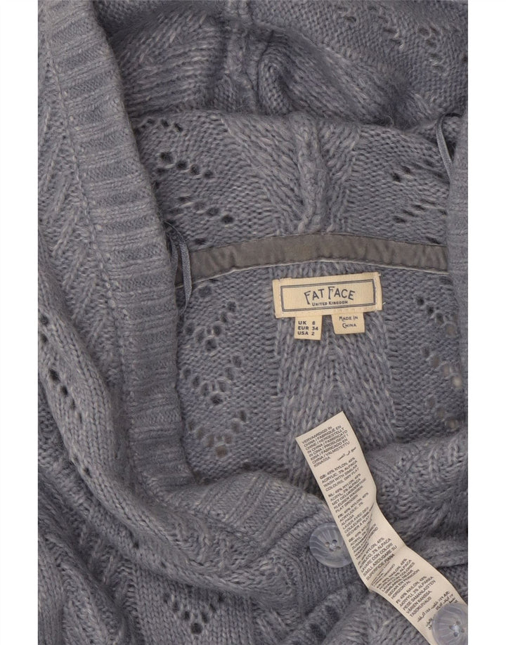 FAT FACE Suéter tipo cárdigan con capucha de gran tamaño para mujer UK 6 XS Nylon azul