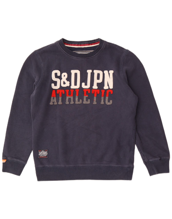 Superdry Hombre Sudadera Gráfica Jumper XL Azul Marino Algodón