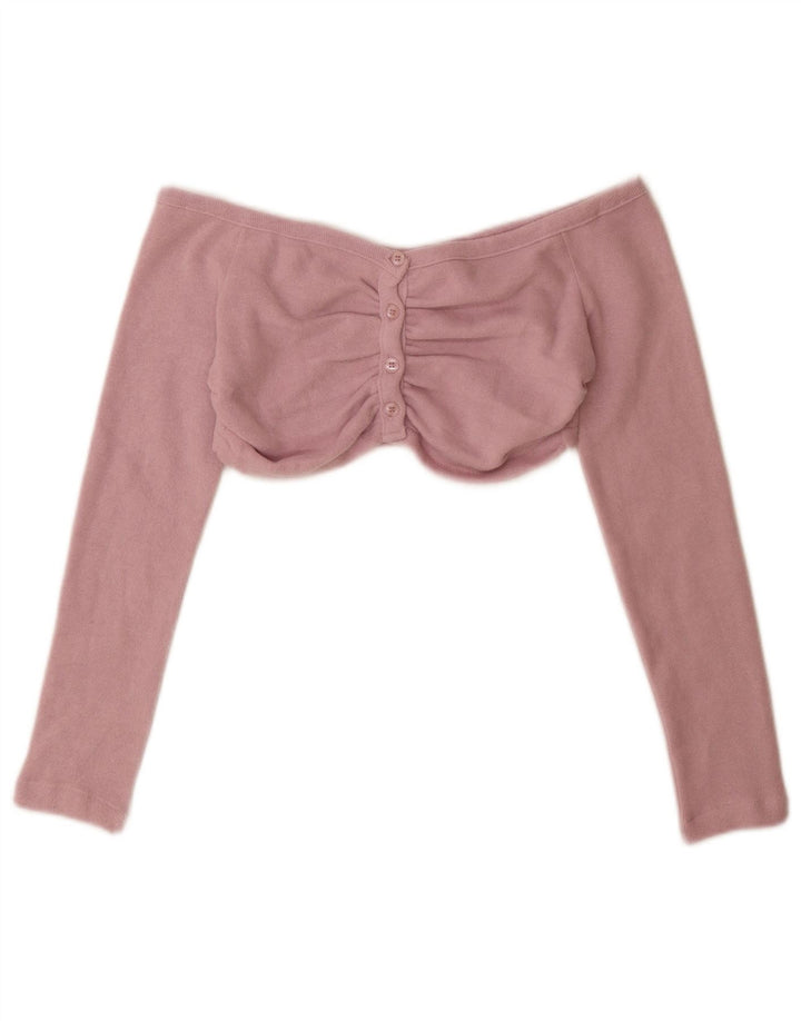 Zara Mujer Crop Cardigan Top UK 42 Medio Rosa