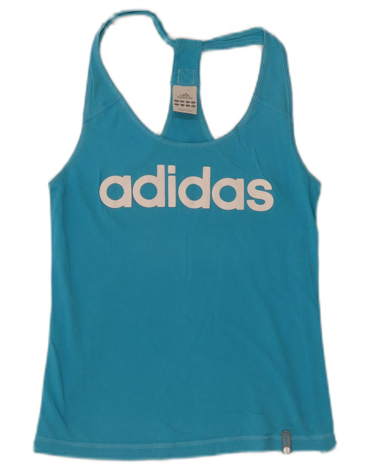 Adidas Mujer Gráfico Chaleco Top UK 12 Azul Medio