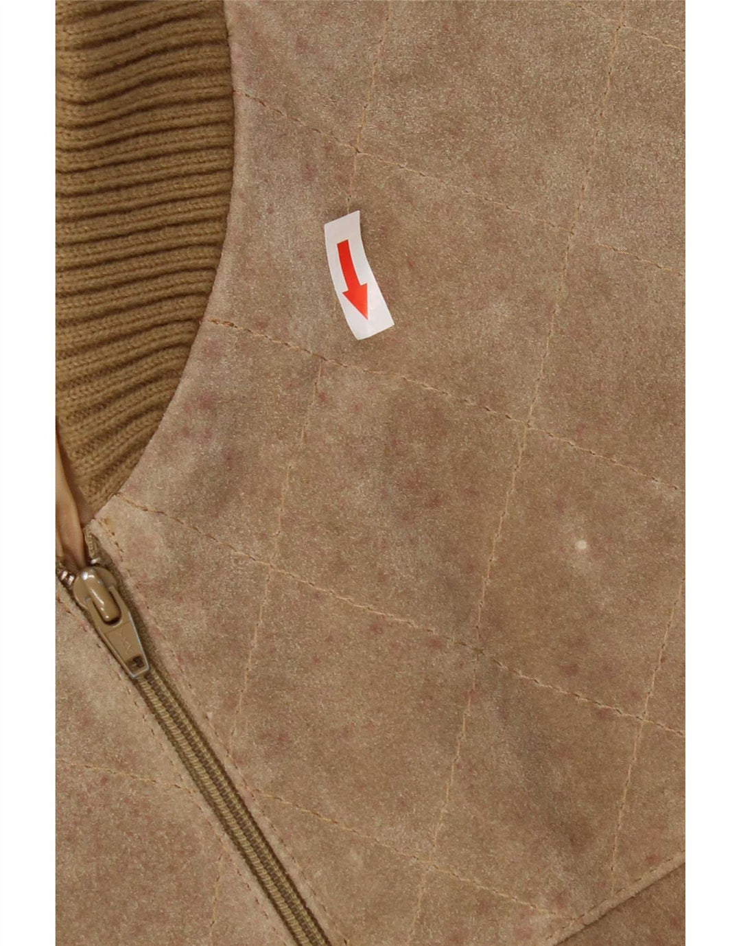 Vintage mujer ante bomber chaqueta EU 50 XL beige colorblock poliacrílico