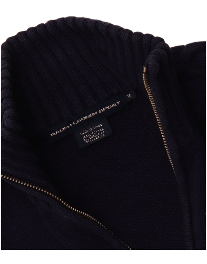 RALPH LAUREN Suéter cárdigan para mujer Reino Unido 12 Algodón azul marino mediano