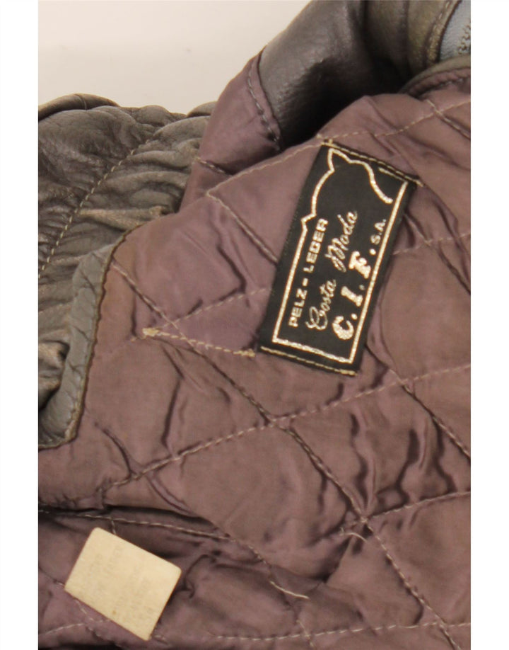 Vintage hombres chaqueta de cuero Reino Unido 36 pequeño cuero marrón