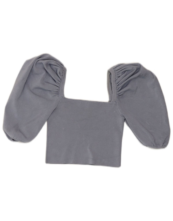 Zara Top corto con hombros descubiertos para mujer UK 8 Small Viscosa azul