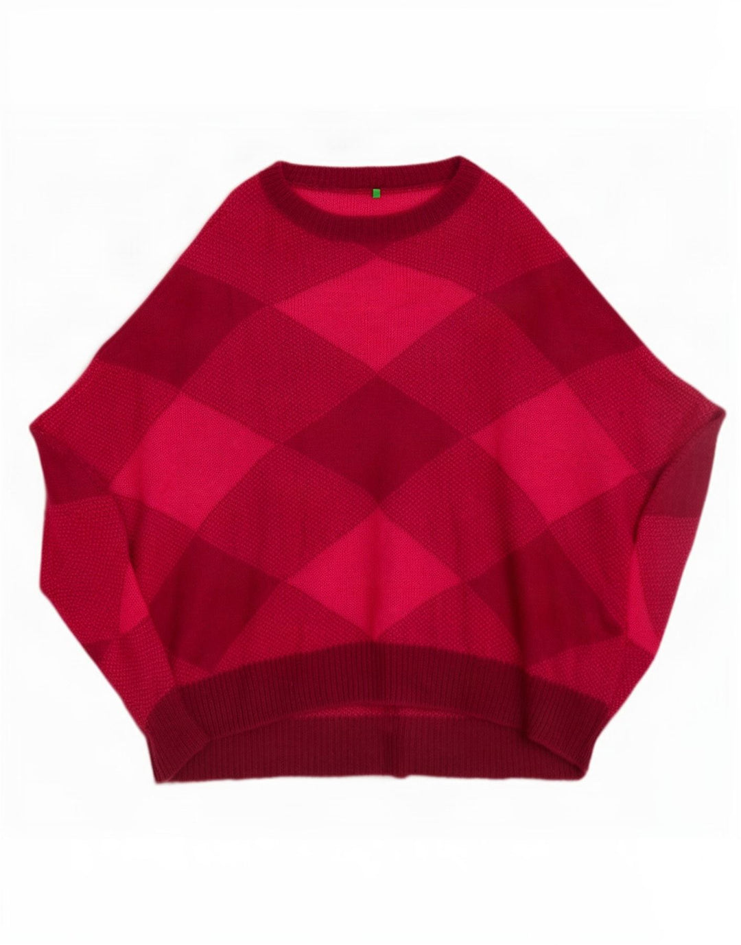 Benetton Jersey Poncho Extragrande Mujer Talla Única Rosa Argyle/Diamante