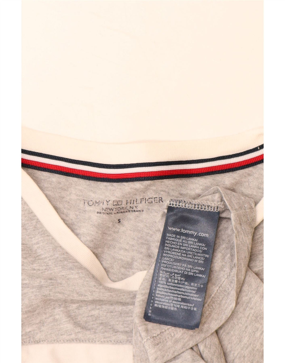 TOMMY HILFIGER Camiseta gráfica para hombre Top Small Grey Colourblock Cotton