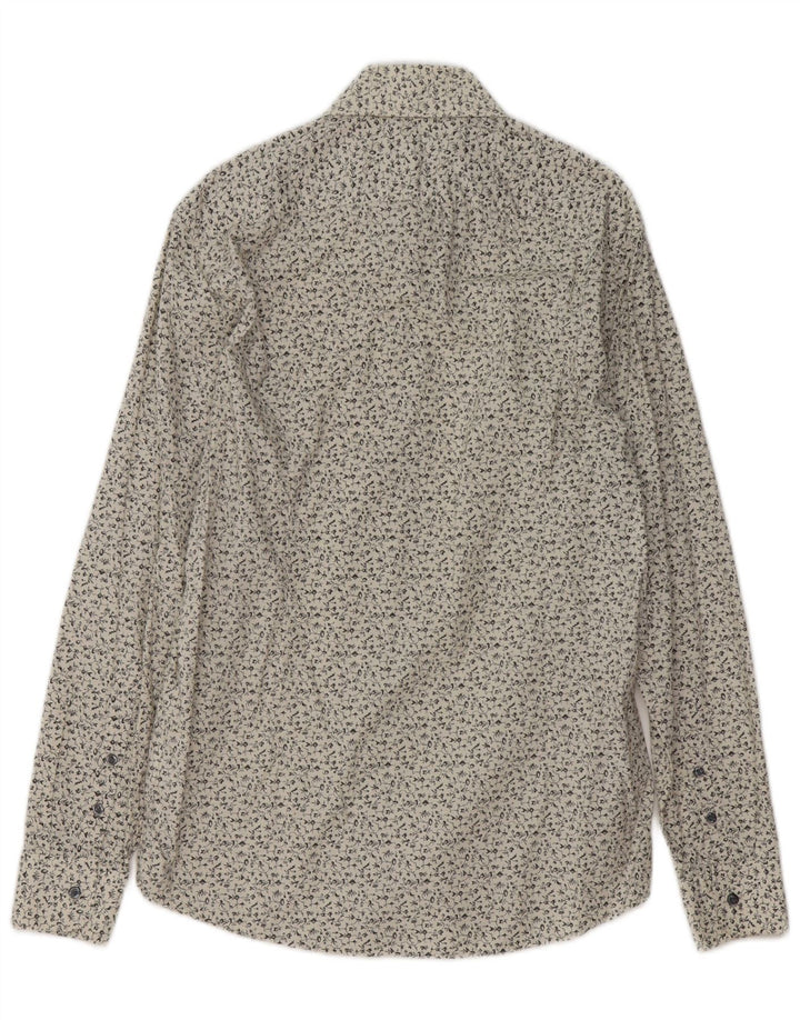 Camisa Reiss para hombre de algodón floral blanco mediano