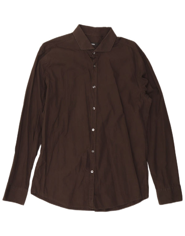 Camisa Hugo Boss Hombre Talla 17 43 XL Gris Algodón