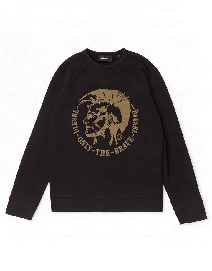 Diesel Hombre Sudadera Gráfica Jersey Grande De Algodón Negro