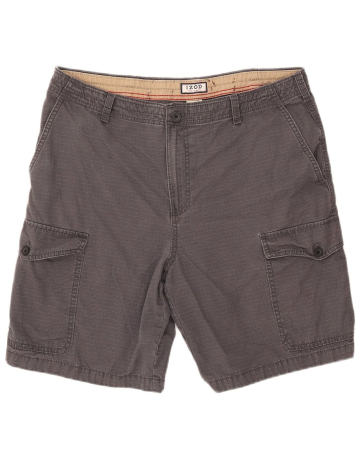 Pantalones cortos tipo cargo para hombre Izod W34 Algodón a rayas grises grandes