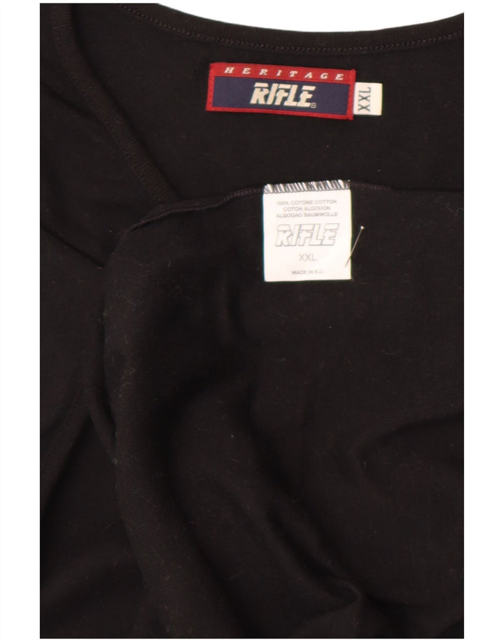 Rifle Camiseta para hombre Top 2XL Algodón negro