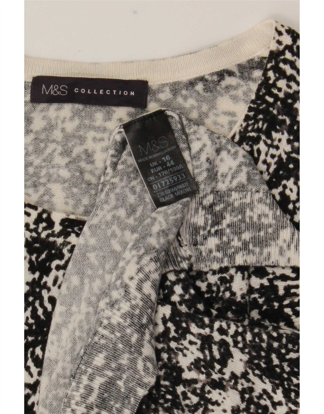 Marks & Spencer Suéter Cárdigan con Patrón Abstracto para Mujer UK 46 Grande Negro
