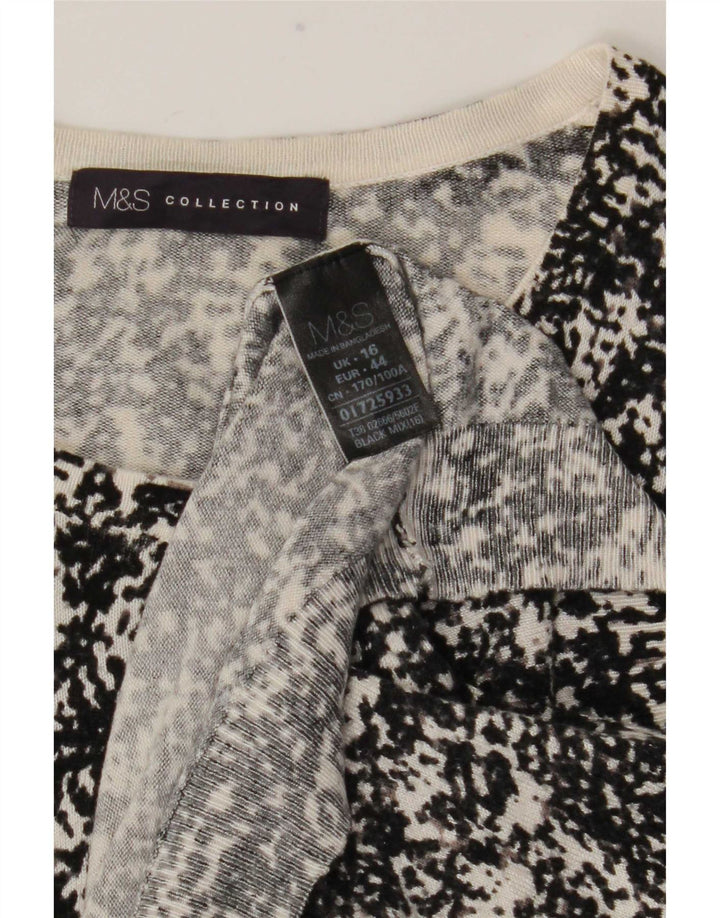Marks & Spencer Suéter Cárdigan con Patrón Abstracto para Mujer UK 46 Grande Negro