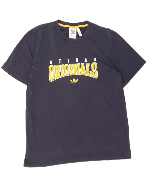 Adidas - Camiseta gráfica para hombre, talla grande, algodón azul marino