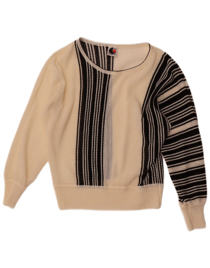 BODE Suéter tipo jersey con cuello barco para mujer EU 40 Medium Off White Stripes