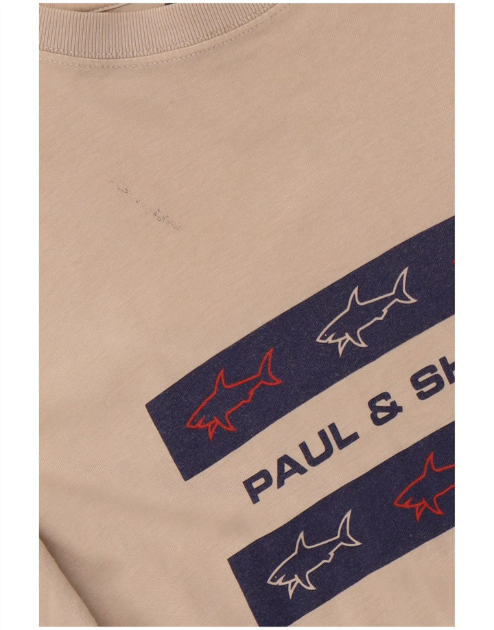 PAUL & SHARK Camiseta con gráfico de yate para hombre XL Algodón beige