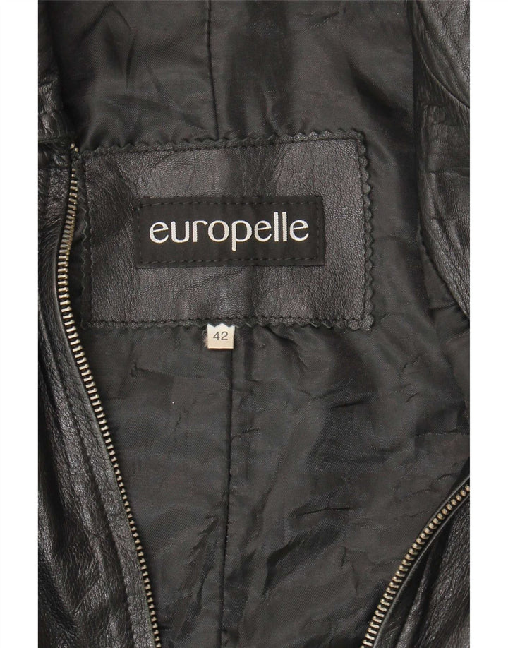 Chaqueta de cuero vintage para mujer IT 42 Medio Negro